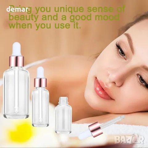 Apstaqeoo 2 бр. 50 мл прозрачни стъклени бутилки с капкомер, снимка 4 - Други стоки за дома - 49915582