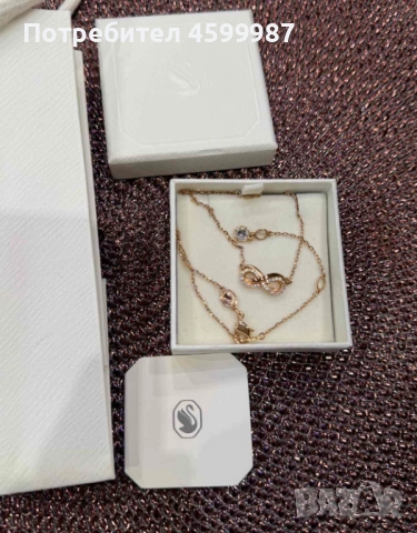 Колие Swarovski позлатено розово злато и цирконий