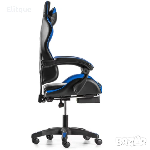 Геймърски стол с поставка за крака - подходящ за деца и тинейджъри- черно-син, снимка 2 - Друга електроника - 53242839