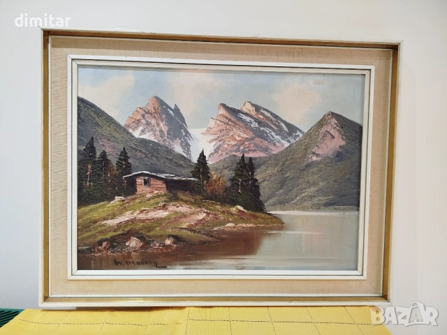 Планински пейзаж картина масло върху платно , снимка 8 - Картини - 53874215