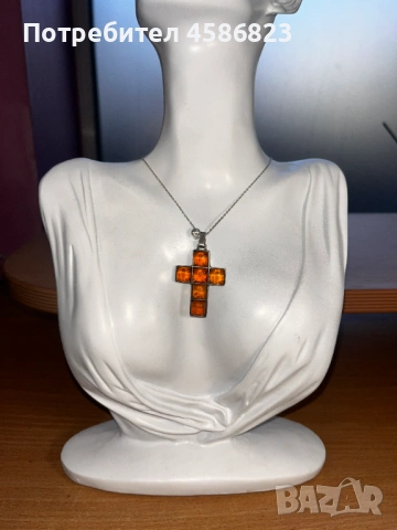 ✨ Сребърен комплект с кехлибар – 3 броя ✨, снимка 3 - Колиета, медальони, синджири - 53150362