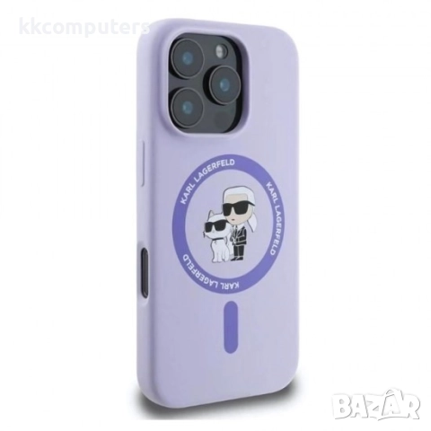 Оригинален кейс Karl Lagerfeld Silicone Karl and Choupette Heads MagSafe и Протектор За iPhone 16 Pr, снимка 2 - Калъфи, кейсове - 51961774