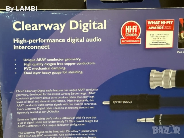 CHORD Clearway ARAY Digital Coaxial 1m., снимка 3 - Други - 55707848