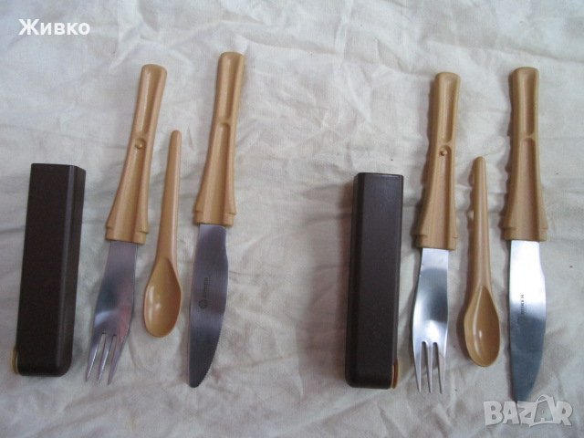 BOKER 2 броя немски маркови къмпинг комплекти нож, лъжица и вилица., снимка 1 - Прибори за хранене, готвене и сервиране - 39441648