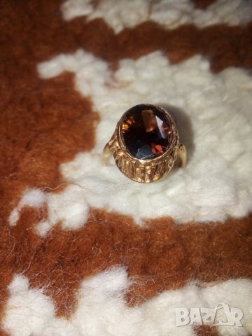 Съветски златен ажурен пръстен с естествен  гранат, снимка 7 - Пръстени - 40341636
