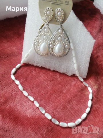 🆕 НОВИ Бели перлени обеци с винтчета, снимка 4 - Обеци - 39952511