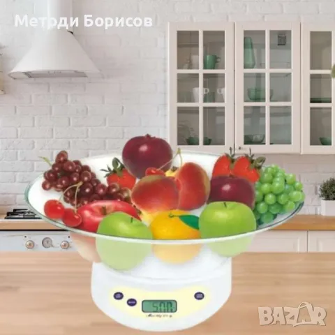 Дигитална кухненска везна, 5кг., купа, батерия, LCD екран, Бял, снимка 2 - Друга електроника - 48147153