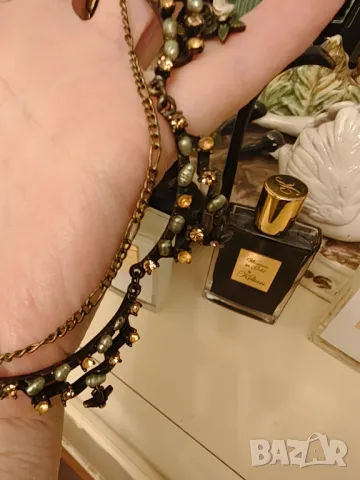 Старо колие месинг с перлички и цитрини, снимка 6 - Колиета, медальони, синджири - 49743670