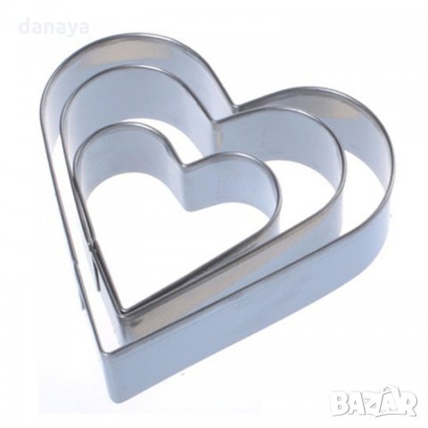 2359 Комплект метални форми за сладки сърца резци за тесто сърце, 3 броя, снимка 5 - Форми - 33939836