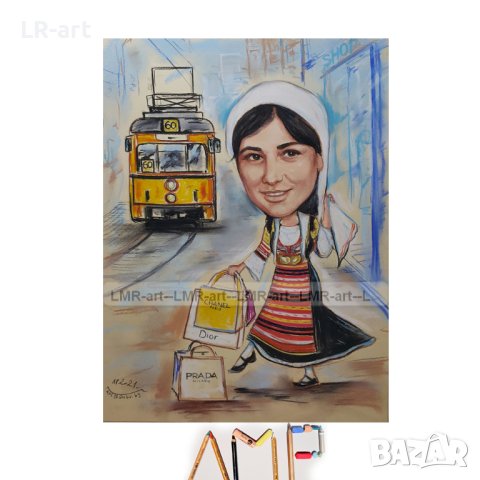  КАРИКАТУРИ, ШАРЖ с пастели и моливи, рисувани ръчно , снимка 10 - Картини - 41361382