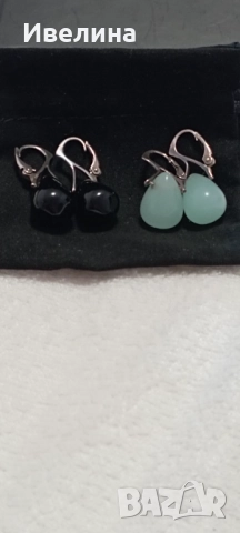 Сребърни обици с полускъпоценни камъни, 25 лв за чифт