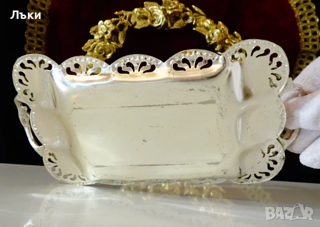 Посребрен съд за масло Art Nouveau. , снимка 4 - Антикварни и старинни предмети - 53574223