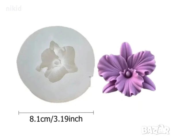 3D Орхидея цвете силиконов молд форма фондан гипс свещ смола украса шоколад, снимка 3 - Форми - 52765396
