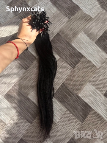 Естествена коса на кератинови кичури 60см естествена коса от диверсо - руси и тъмни, снимка 4 - Аксесоари за коса - 52522488