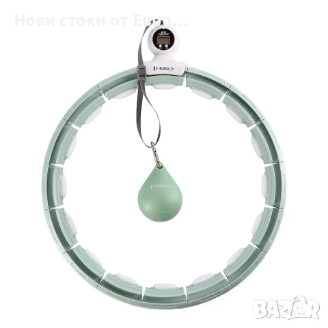 Фитнес обръч, за тренировка Hula Hoop, С тежести и брояч, GREEN
