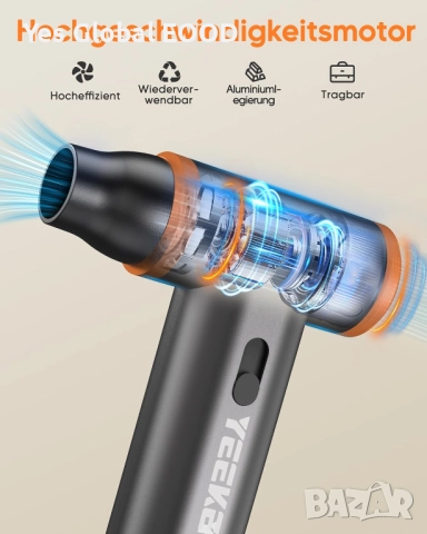 Електрически въздушен компресор 180000 об/мин 8000mAh алуминиев, снимка 3 - Компресори - 52422631