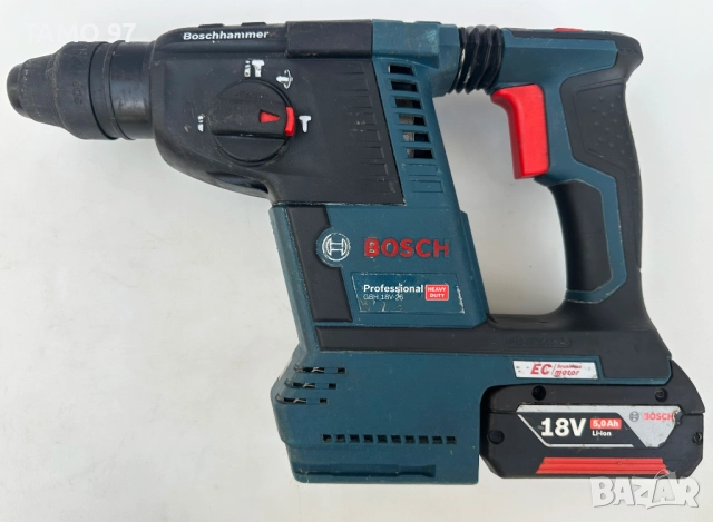 BOSCH GBH 18V-26 - Безчетков перфоратор 2x18V 5.0Ah 2.6J, снимка 2 - Перфоратори - 52356073