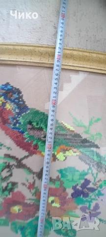 Голям ръчно бродиран гоблен, снимка 5 - Антикварни и старинни предмети - 52056338