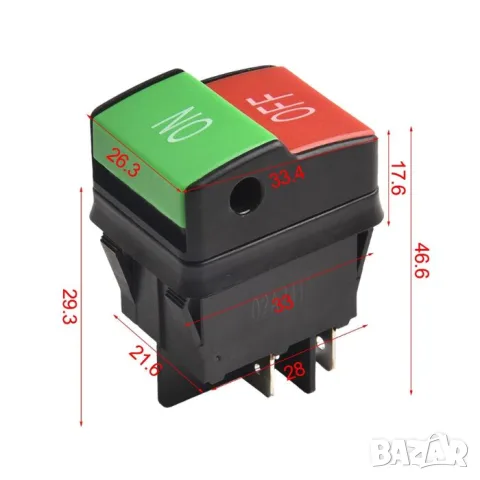 Двоен бутон ON/OFF 12V/24V 15A за панелен монтаж, снимка 2 - Аксесоари и консумативи - 55865633