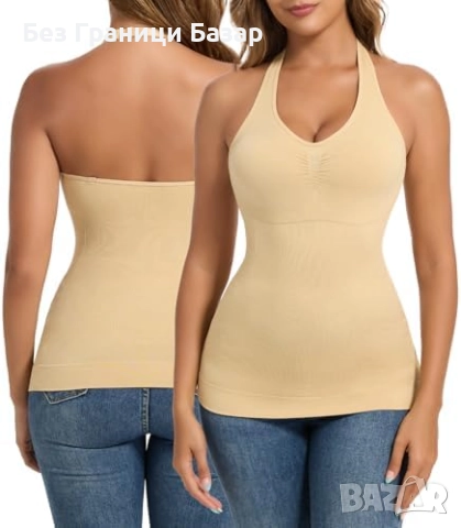 Нов Женски вталяващ потник с подвижни подплънки и еластична материя S