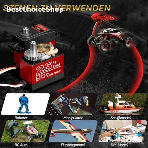 25кг Цифров Сервомеханизъм Водоустойчив Висок Въртящ Момент Метални Зъби – 270 Градуса, снимка 6 - Друга електроника - 53091504