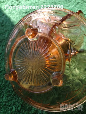 Ретро ваза и фруктиера -цветно стъкло , снимка 3 - Вази - 42216543