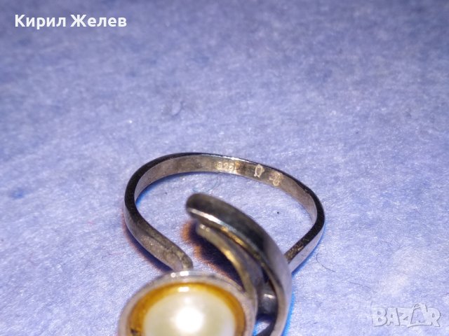 СРЕБЪРЕН ПЕРЛЕН РЕТРО АР НУВО СТИЛ ПРЪСТЕН СРЕБРО 925 с БЯЛА ПЕРЛА МАЙСТОРСКА ИЗРАБОТКА 26880, снимка 13 - Пръстени - 40756024