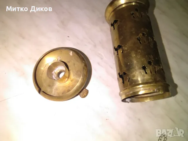 Винтидж месингов свещник бохо свещник фи 6см Н-26см, снимка 3 - Други ценни предмети - 48453191
