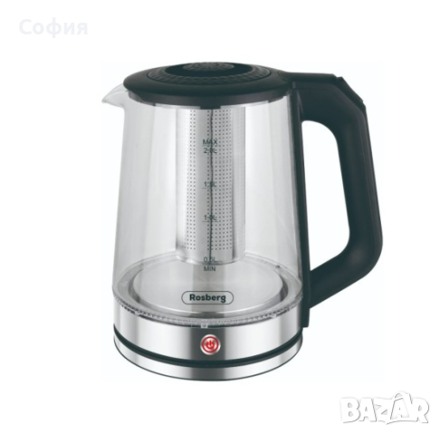 Електрическа стъклена кана с филтър от неръждаема стомана Rosberg, снимка 1