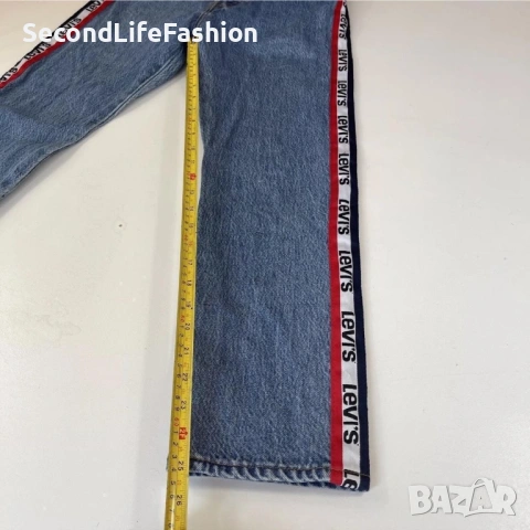 Дънки Levi's 501 странично лого висока талия  Big E размер 26, дължина до глезена., снимка 3 - Дънки - 53349664
