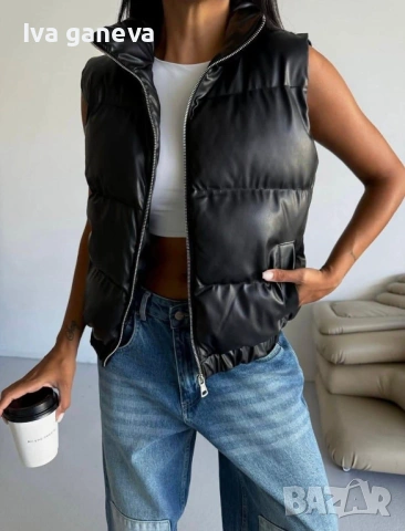 Къс кожен елек , снимка 2 - Елеци - 53565555