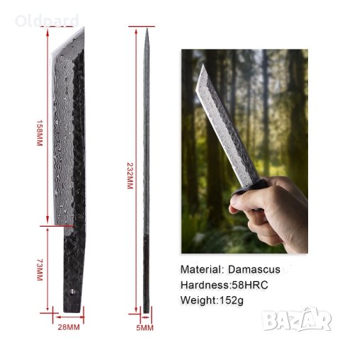 Висококачествено дамаско (Tanto) острие T10A за монтиране на нож + гарда, снимка 8 - Ножове - 41828207