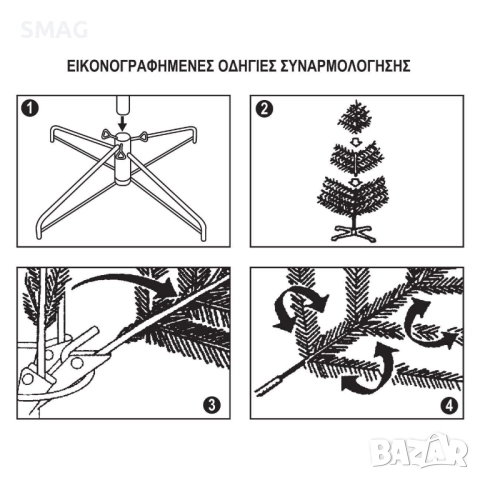 Коледна елха бяла 1.8м с 540 клона_1108012, снимка 6 - Други - 52330468