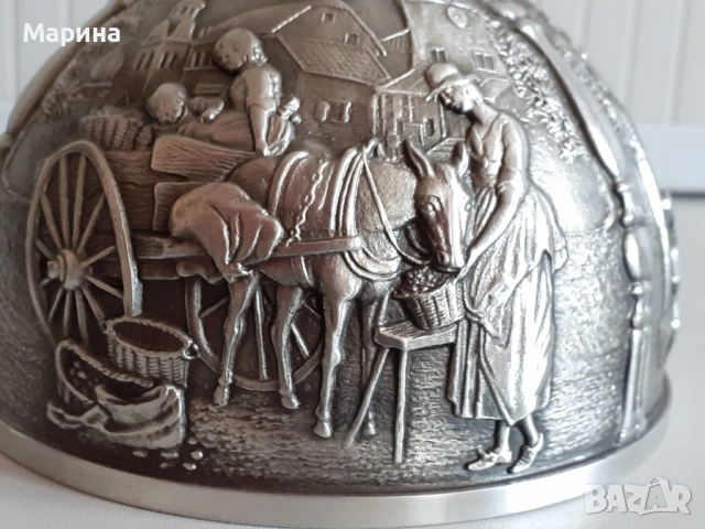 Комплект за ракия от калай Antik*Vintage  #108, снимка 3 - Антикварни и старинни предмети - 52397734