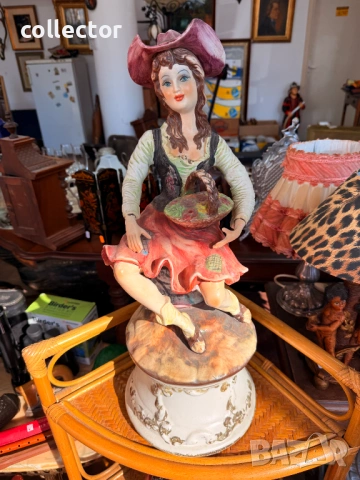 Голяма порцеланова фигура - "девойка с кошница. №7850 , снимка 5 - Антикварни и старинни предмети - 53443577