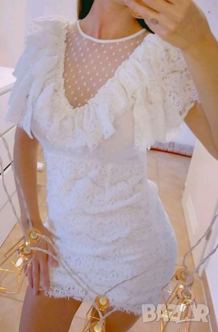 ЛИКВИДАЦИЯ! Луксозна бяла дантелена рокля коктейлна официална сватба кръщене , снимка 7 - Рокли - 34667533