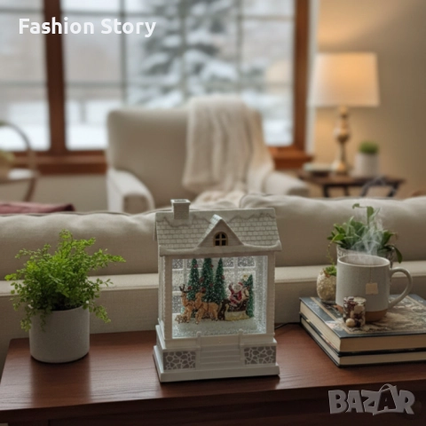 Снежна Коледна къщичка с Дядо Коледа – Идеален празничен акцент, снимка 5 - Декорация за дома - 52632055