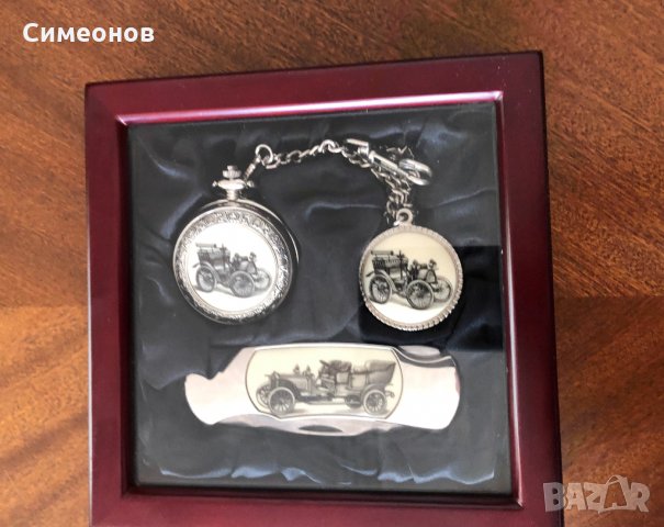 Продавам колекция "Ретроколи" комплект: джобен часовник, сгъваем нож и ключодържател, снимка 2 - Колекции - 35702430