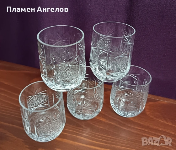Комплект от 5 броя кристални чаши "Велизара" - Сливен, снимка 7 - Чаши - 53652221