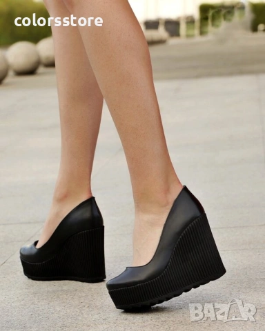 Обувки на платформа - черна кожа - SLK90 , снимка 2 - Дамски ежедневни обувки - 38978789