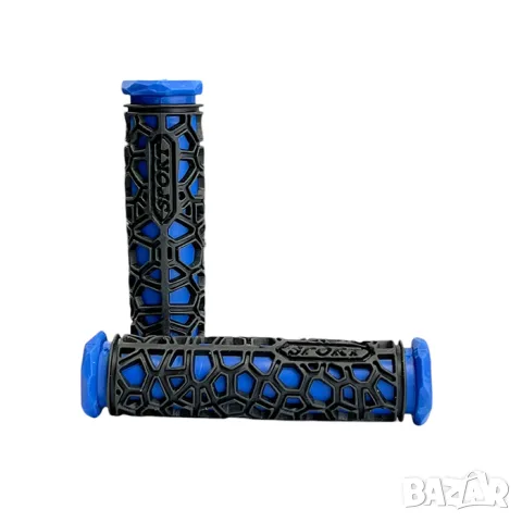 Черно сини гумени дръжки за велосипед 130 mm