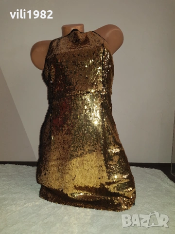 Нова Дамска рокля Pretty Little Thing с пайети и гол гръб