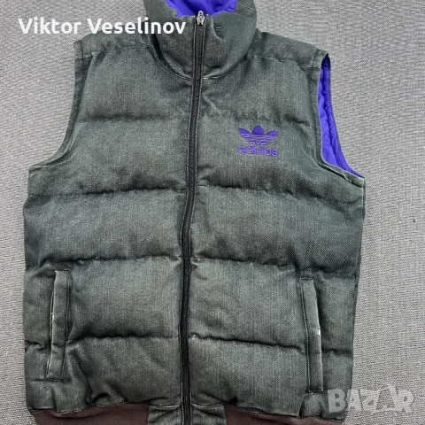 Adidas Puffer Vest Мъжка Жилетка Размер S Сива Trefoil Gilet Пухено