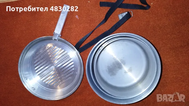 Комплект съдове за готвене за къмпинг, къмпинг тигани, комплект от 4 тенджери , снимка 10 - Газови котлони - 56107061