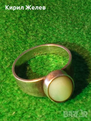 СКЪПОЦЕНЕН РЕТРО АРТ ДЕКО СРЕБЪРЕН ПРЪСТЕН СРЕБРО 925 / 950 с ШЛИФОВАН ЛУНЕН КАМЪК 29699, снимка 2 - Пръстени - 41637958