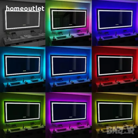 ПРОМОЦИЯ Стенно огледало с LED осветление и правоъгълна форма LUVODI KC-JJ1821-EU, снимка 3 - Огледала - 49674975