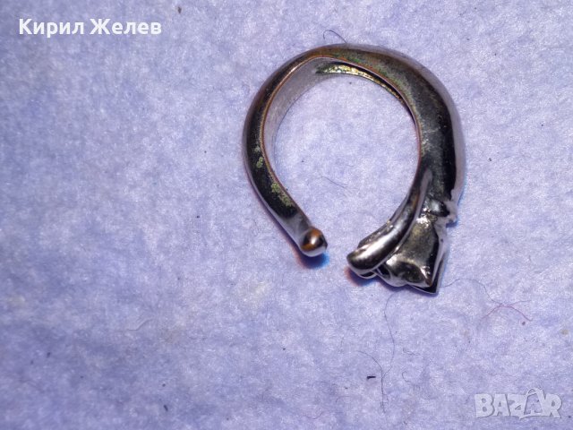 СТАР МЕДЕН НИКЕЛИРАН ФИГУРАЛЕН ВИНТИДЖ АРТ ПРЪСТЕН КОТЕ 38736, снимка 17 - Пръстени - 41761506