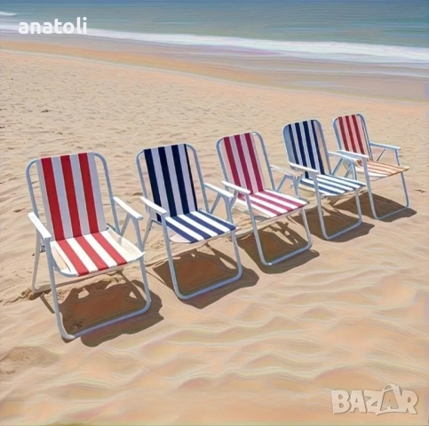 Комплект 10 стола за градина/тераса/плаж , Сгъваеми, 60x70 cм, Син Бял от германия , снимка 7 - Градински мебели, декорация  - 44971743