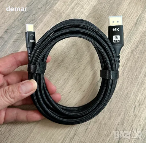 Кабел Mini DisplayPort към DisplayPort 2.1, DP 16K, двупосочно предаване(Mini DP към DP2.1 16K-3M), снимка 10 - Кабели и адаптери - 49545386