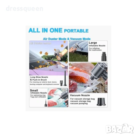 4617 Мощна Безжична Прахосмукачка 16000Pa – Компактен Дизайн с HEPA Филтър за Безупречна Чистота, снимка 7 - Прахосмукачки - 53822030